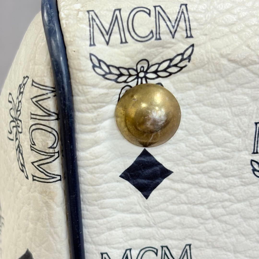 MCM エムシーエム ボストンバッグ ハンドバッグ ヴィセトス ホワイト 濃紺