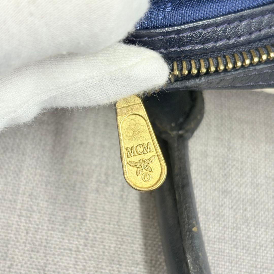 MCM エムシーエム ボストンバッグ ハンドバッグ ヴィセトス ホワイト 濃紺