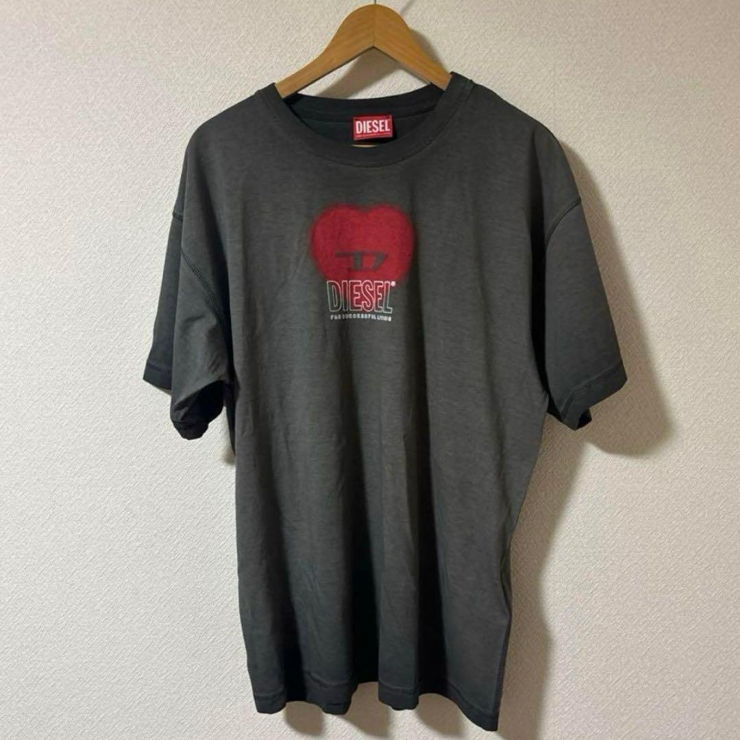 DIESEL ハートプリント Tシャツ グレー