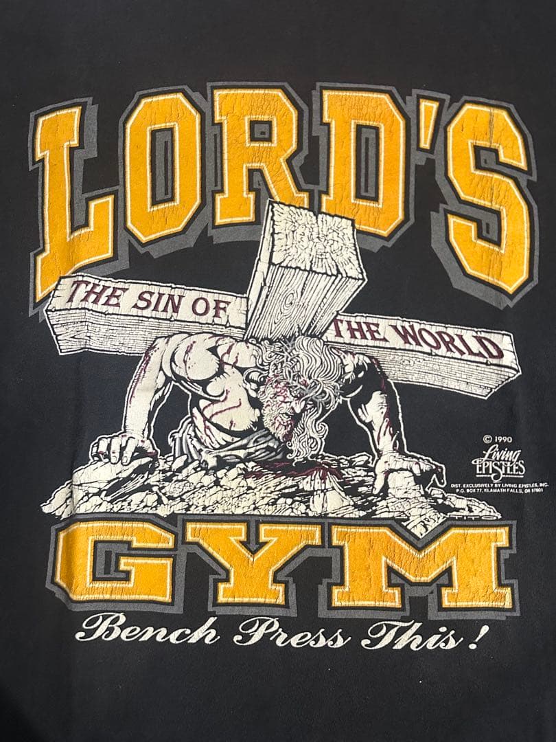 90s/LORDS GYM/ローズジム/ジーザスT/Tシャツ/L/BLK