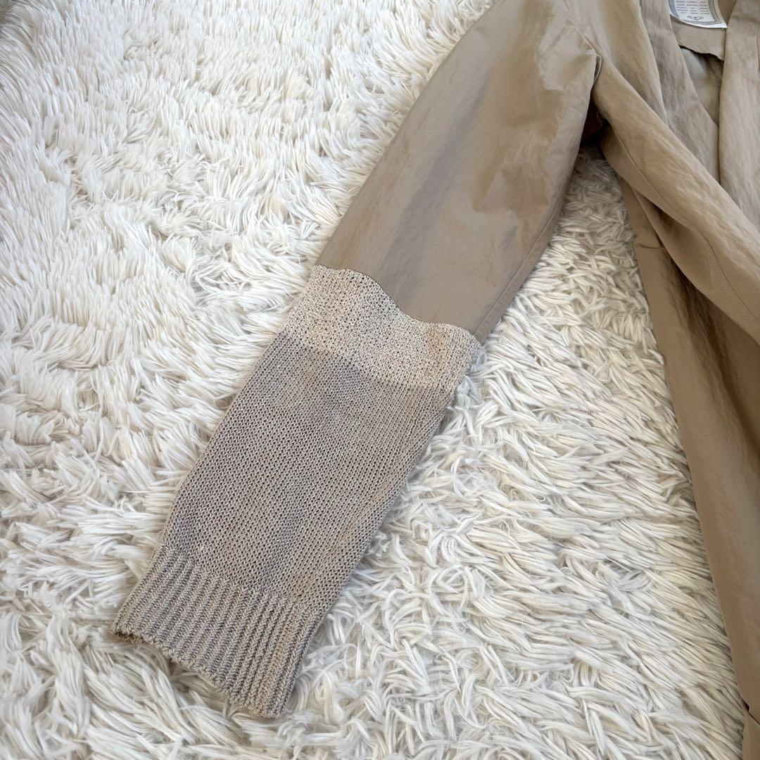 BEARDSLEY 袖口ニット トレンチコート ノーカラー ベージュ