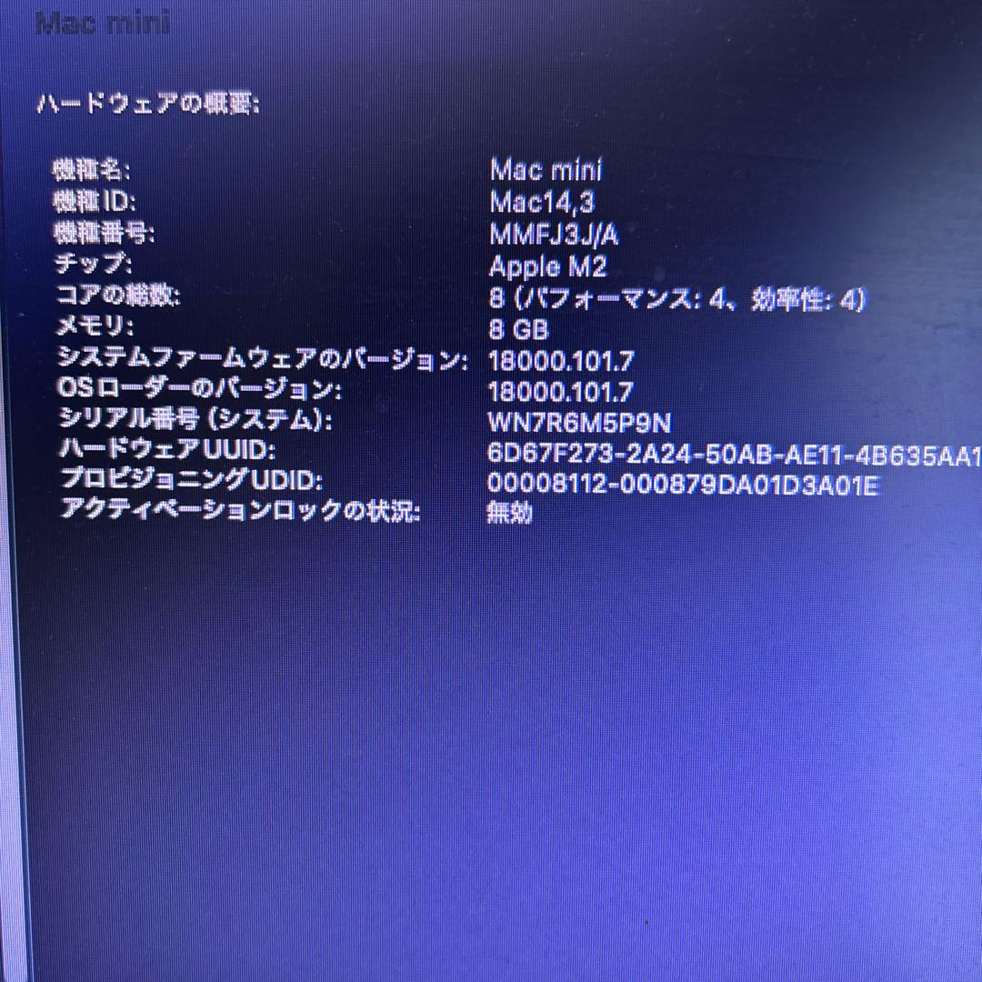 美品Apple Mac mini (M2) 256GB SSD