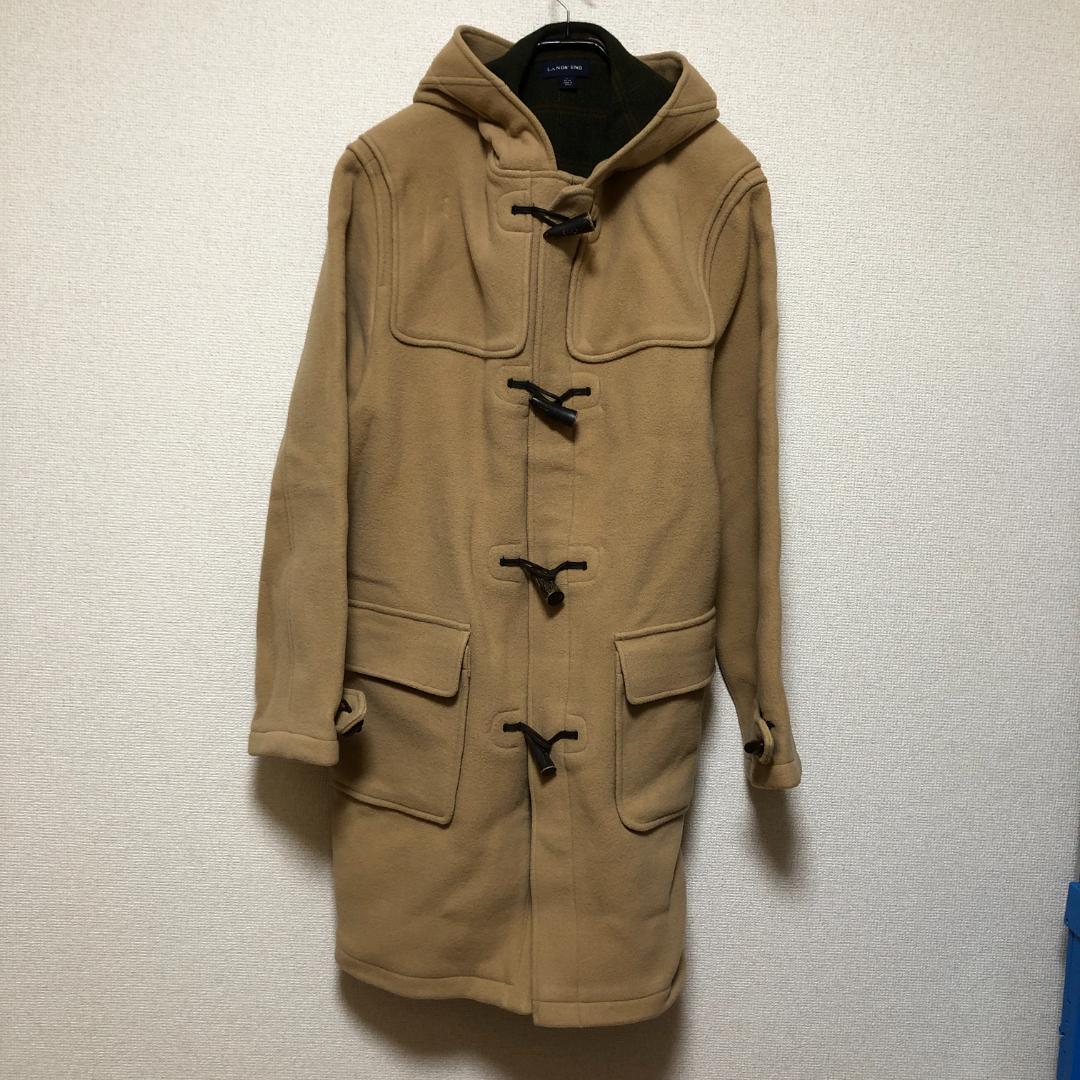 【美品】LANDS' END ダッフルコート ウール100% L キャメル