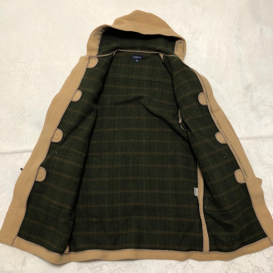 【美品】LANDS' END ダッフルコート ウール100% L キャメル