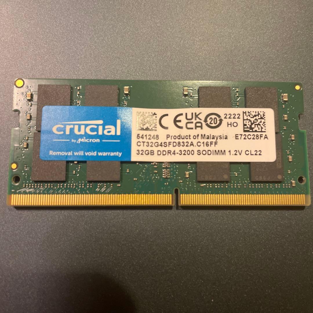 crucial 32GB DDR4-3200 SO-DIMM メモリー