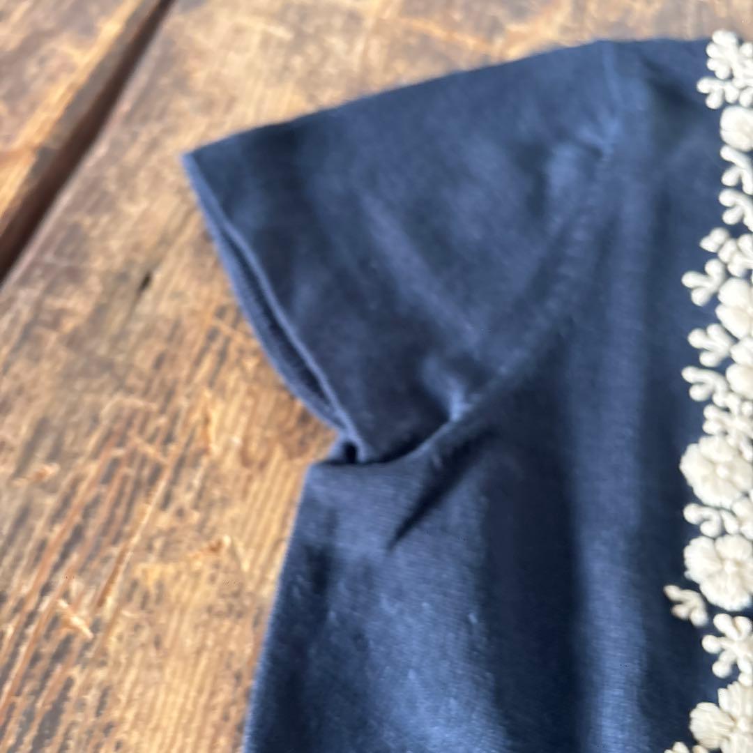 未使用タグ付　Sybilla シビラ　半袖　刺繍 ネイビー 花柄