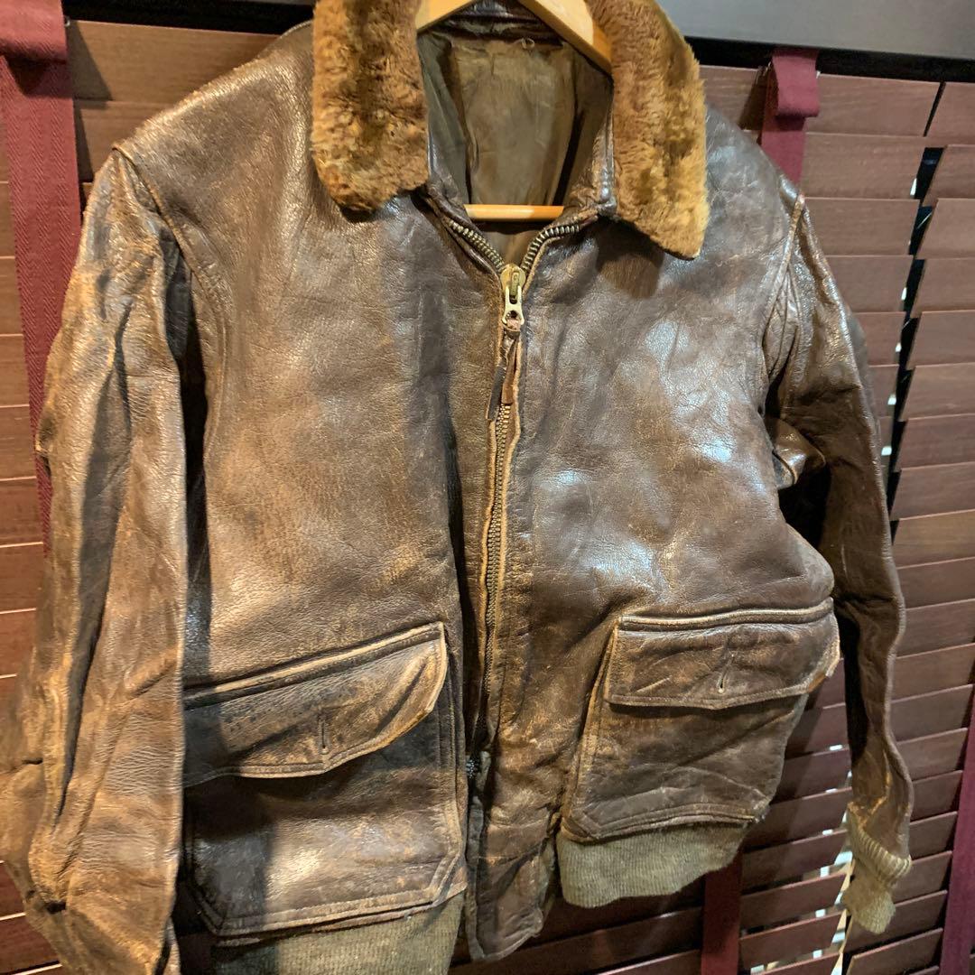 1940〜50年代ＵＳNAVY G-1 フライトジャケット レザージャケット古着