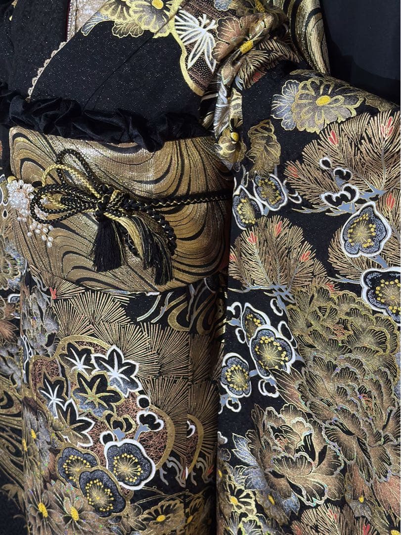 黒地 高級振袖　フルセット