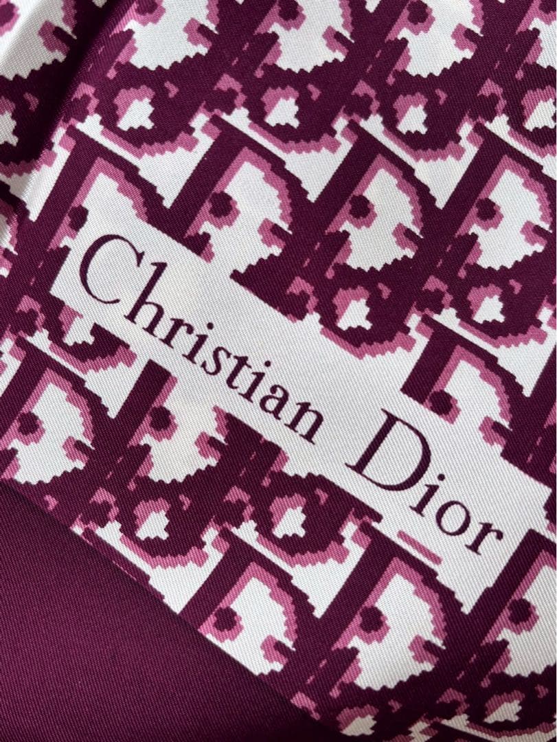 【新品未使用】ChristianDiorシルクストール ボルドー　トロッター柄