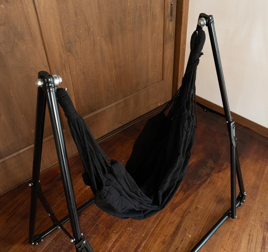 【１回使用のみ】MRG 3way ハンモック 自立式 フレーム：ブラック