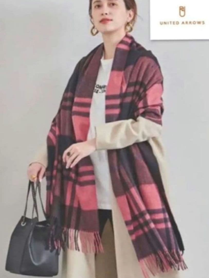 美品■　ジョシュアエリス　 カシミア100％　大判ストール　ユナイテッドアローズ