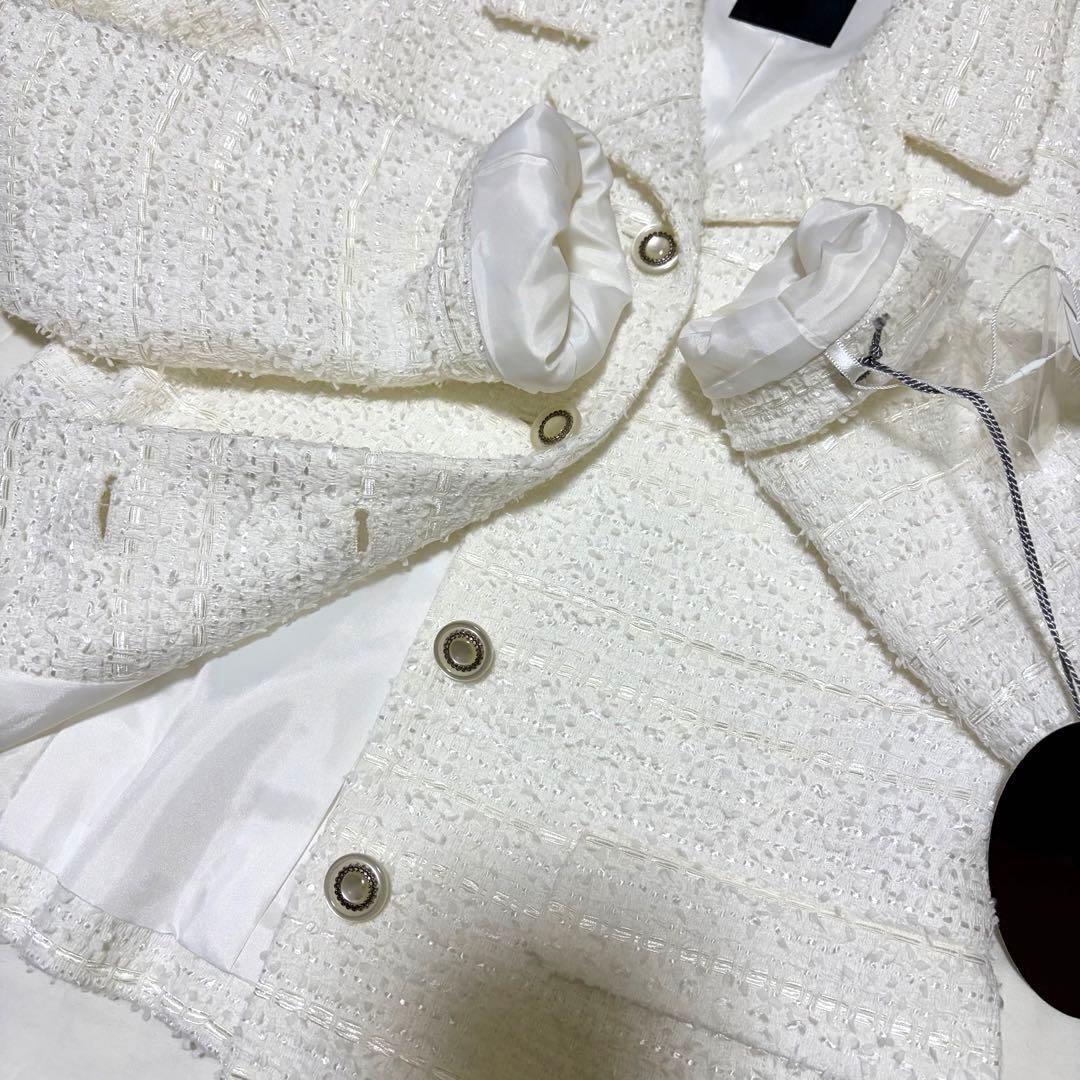 DAMA collection 新品 ラメツイードジャケット 白 7AR