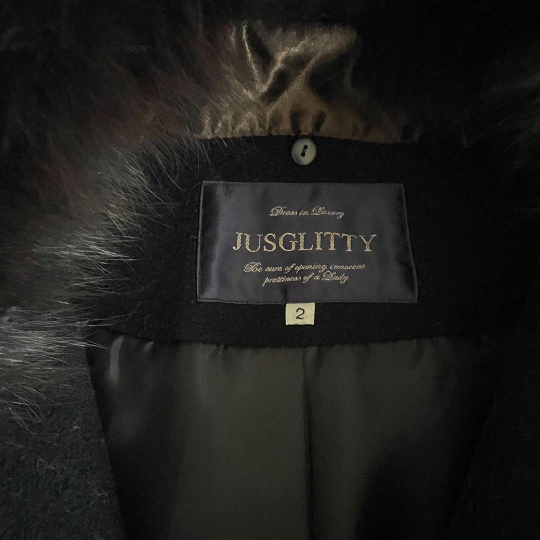 JUSGLITTY ファーコート くびれ　ブラックウール アンゴ　卒挙式