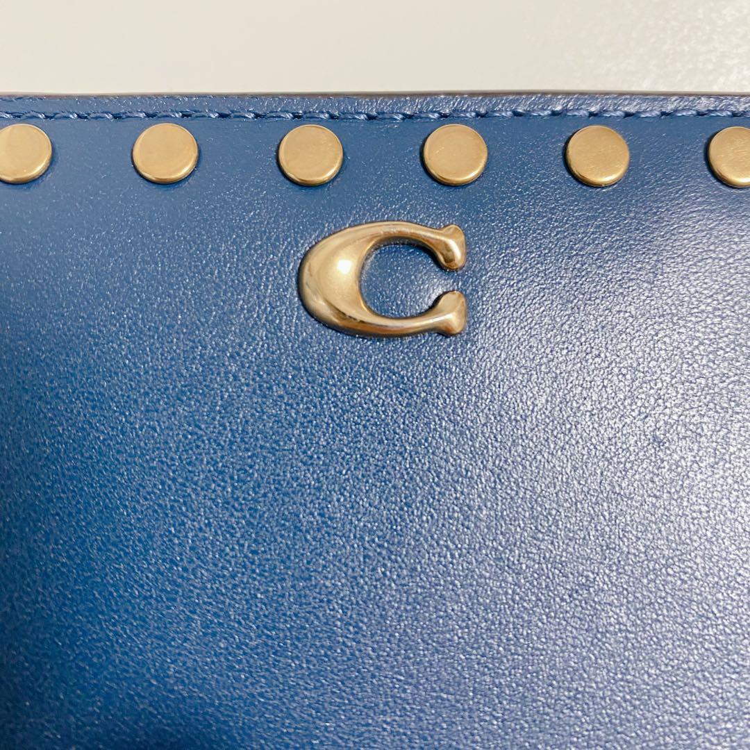【大人気！】COACHコーチ★ビルフォールドウォレットリベット★青ブルーBLUE