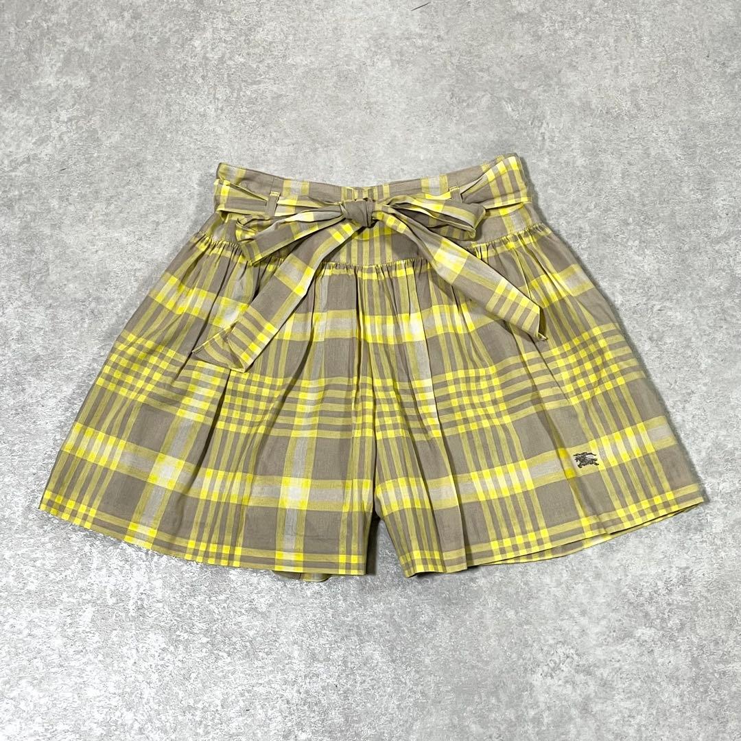 BURBERRY BLUE LABEL チェック柄キュロット 黄色 裏地付き36