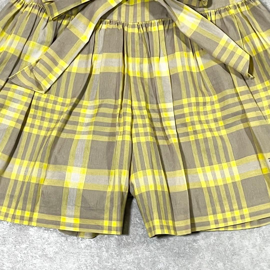 BURBERRY BLUE LABEL チェック柄キュロット 黄色 裏地付き36