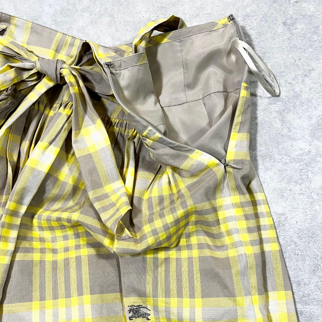 BURBERRY BLUE LABEL チェック柄キュロット 黄色 裏地付き36