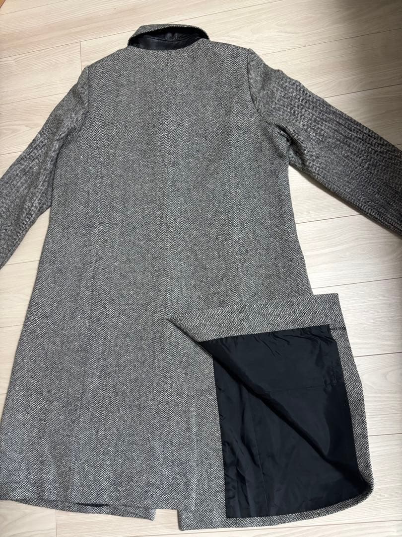 ⭐︎レリアン13+ ヘリンボーンウールロングコート大きいサイズ黒