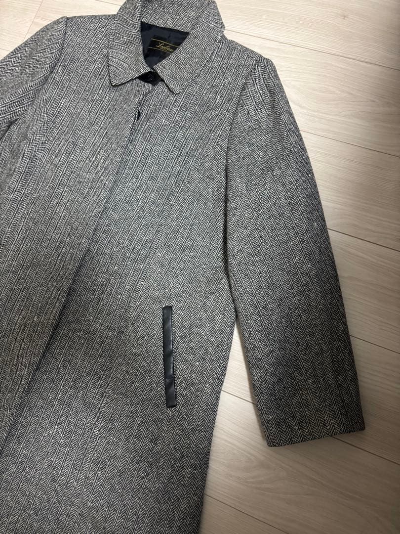⭐︎レリアン13+ ヘリンボーンウールロングコート大きいサイズ黒