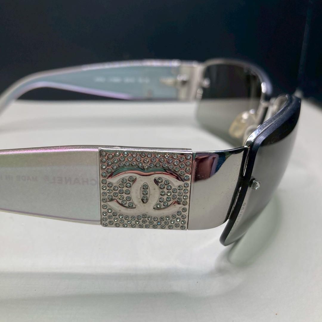 希少　CHANEL サングラス　ココマーク ラインストーン リムレス シルバー