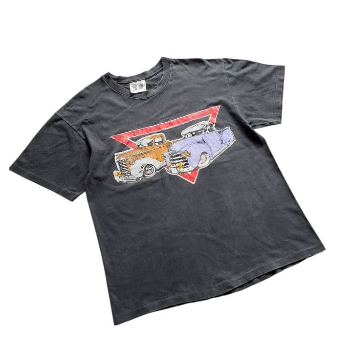 USA製 シングルステッチ 鬼フェード クラシックカー Tシャツ アメ車