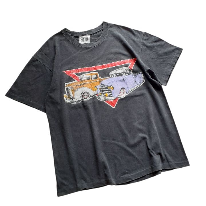 USA製 シングルステッチ 鬼フェード クラシックカー Tシャツ アメ車