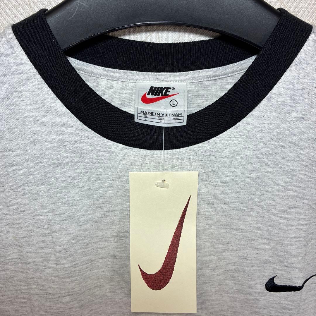 90s NIKE タグ付きデッドストック　ヴィンテージ　リンガーT 杢グレー