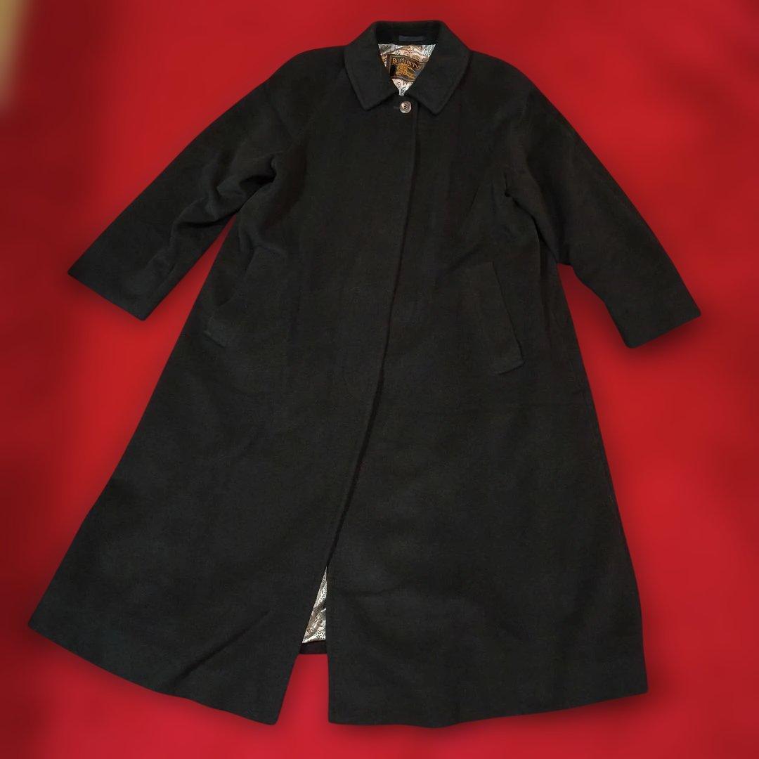 美品 希少 Burberrys 　カシミヤ　ブラックロングオーバーコート