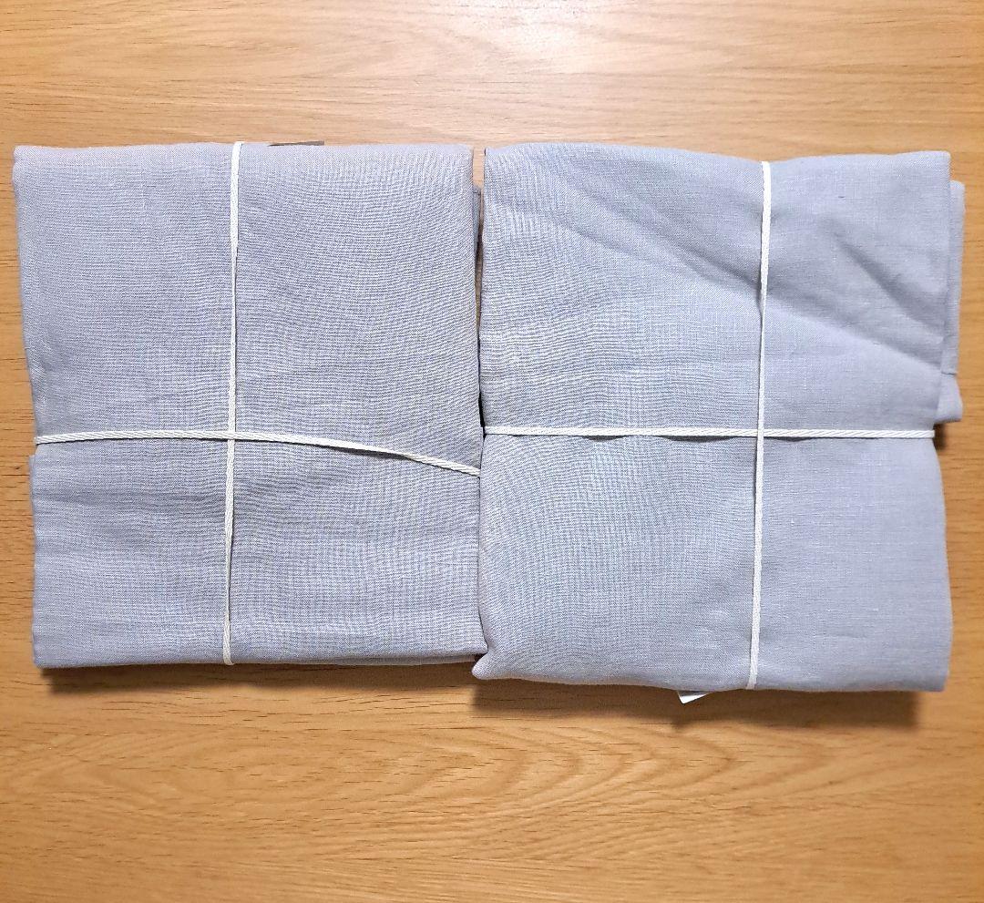 無印良品　麻平織 ノンプリーツカーテン100×105cm　ライトグレー２枚