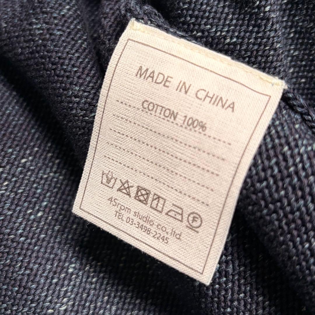 美品 45R 45rpm インディゴ コットン ニット カーディガン R刺繍
