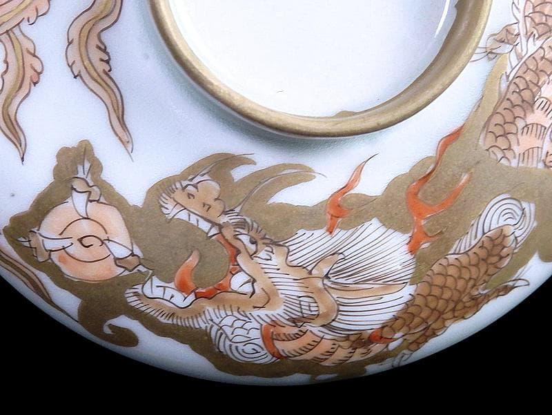 古伊万里　金襴手　龍に鳳凰の図　蓋茶碗　135AS-DBt