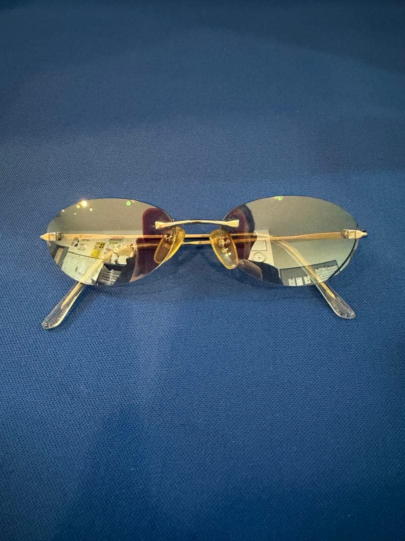 BVLGARI マットシルバー サングラス ミラー度入り　リムレス