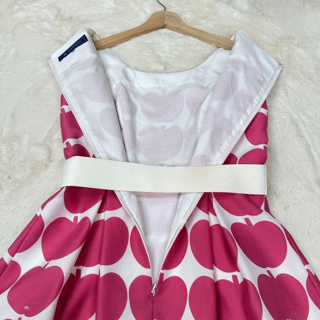 ✨美品✨M’S GRACY アップル柄×白リボン ワンピース 38 M