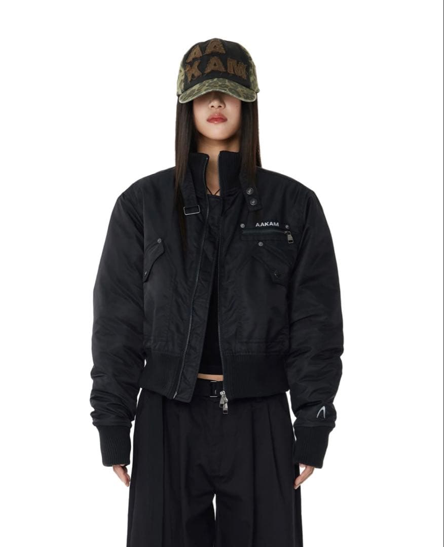 ジャケット・アウター AAKAM High-Neck Bomber Jacket (Black)