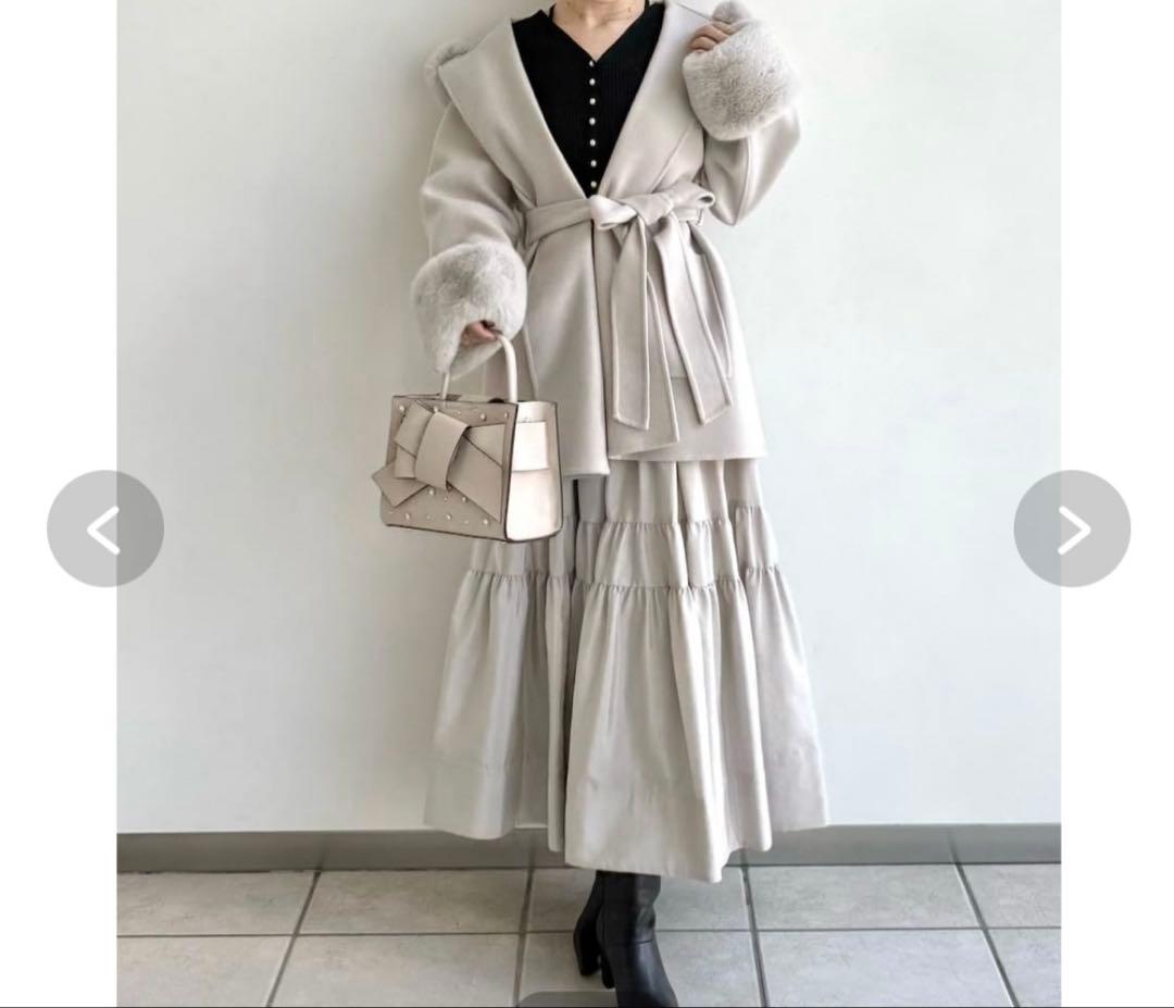 春 美品 FRAY I.D ティアードスカート マキシ丈 グレー サイズ0