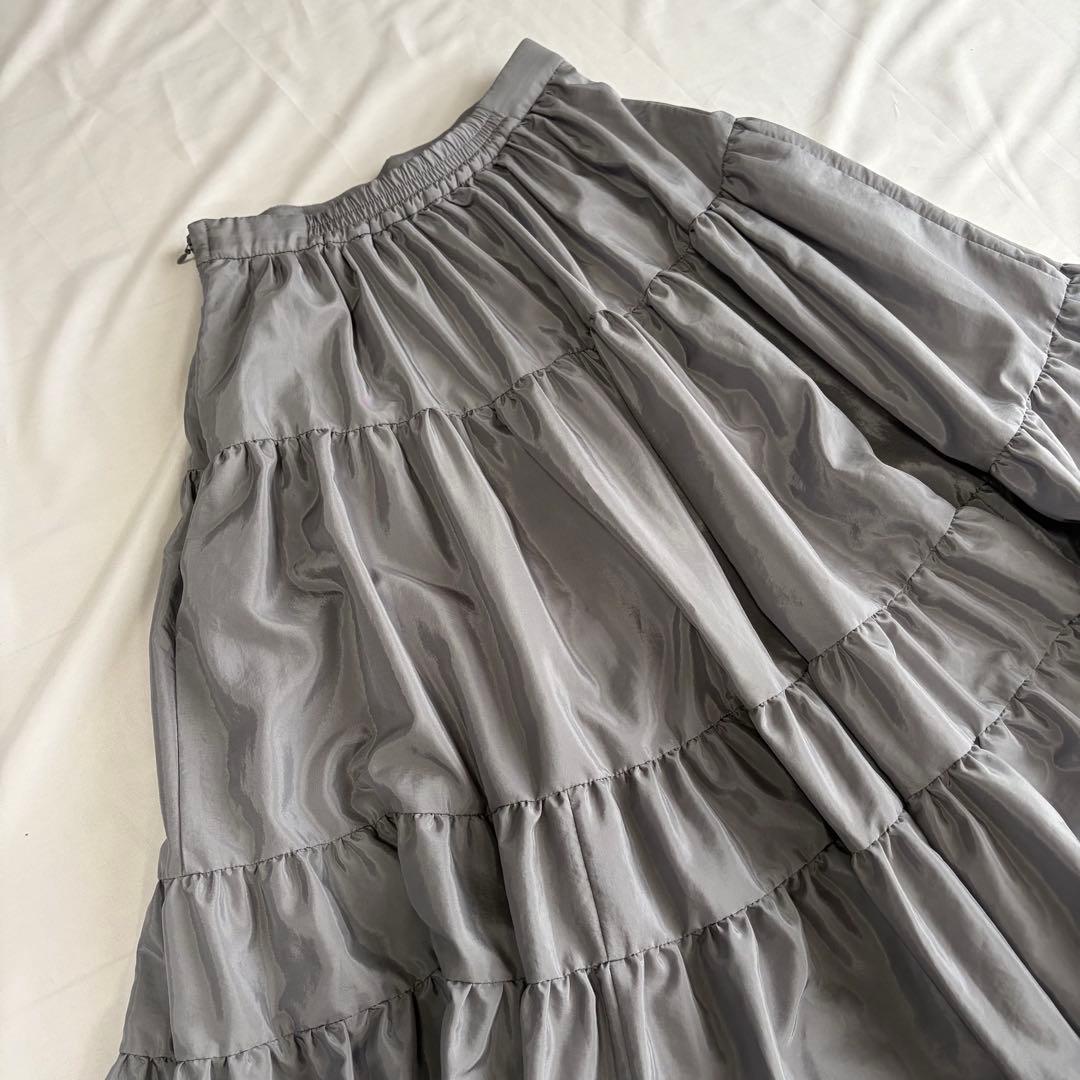春 美品 FRAY I.D ティアードスカート マキシ丈 グレー サイズ0
