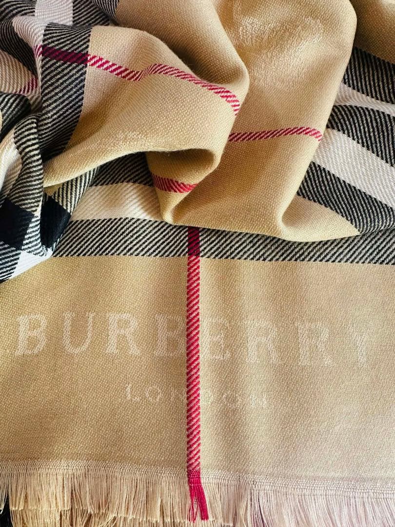 BURBERRY チェック柄マフラー 大判 シルクカシミア 180cm×70cm