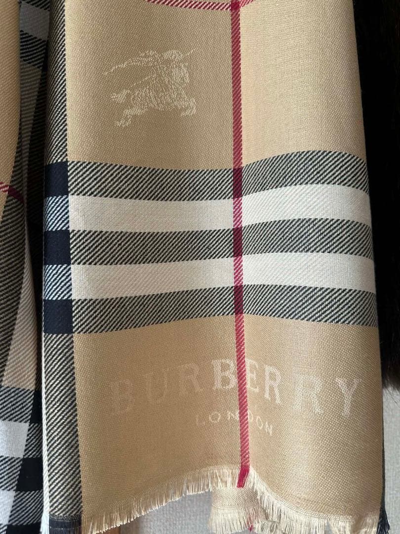 BURBERRY チェック柄マフラー 大判 シルクカシミア 180cm×70cm