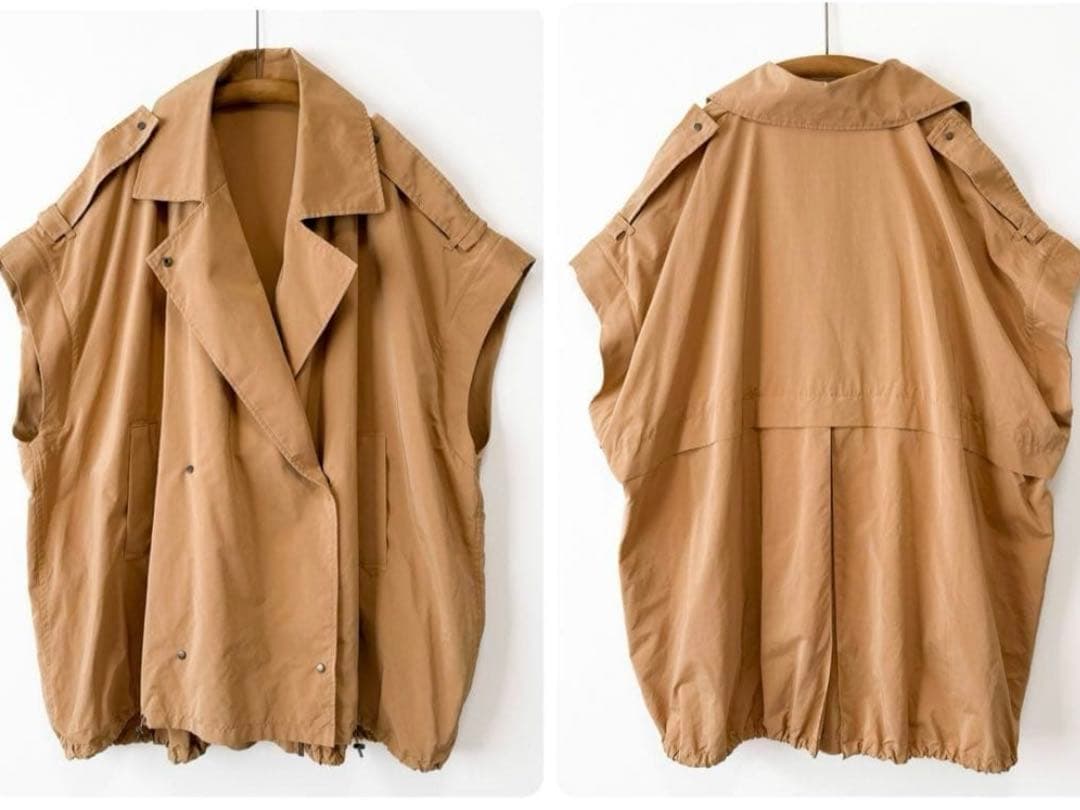 美品 アダムエロペ 2WAYミリタリーショートトレンチ コート ベスト