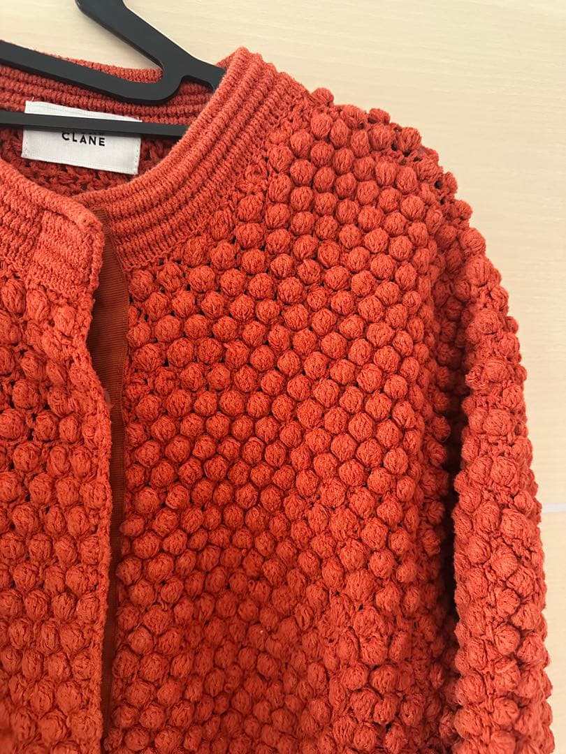【未使用】CLANE 3Dドットハーフスリーブニットカーディガン
