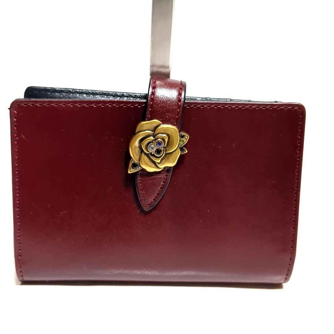 ✨極美品✨ANNA SUI ブルボンローズ 二つ折り財布 バーガンディ 薔薇