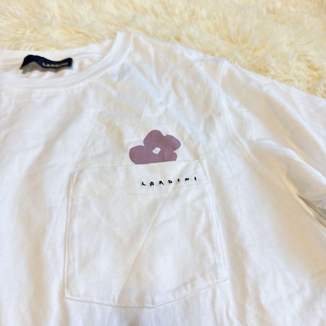 【ラルディーニ】極美品 Tシャツ ホワイト ブートニエール Mサイズ メンズ