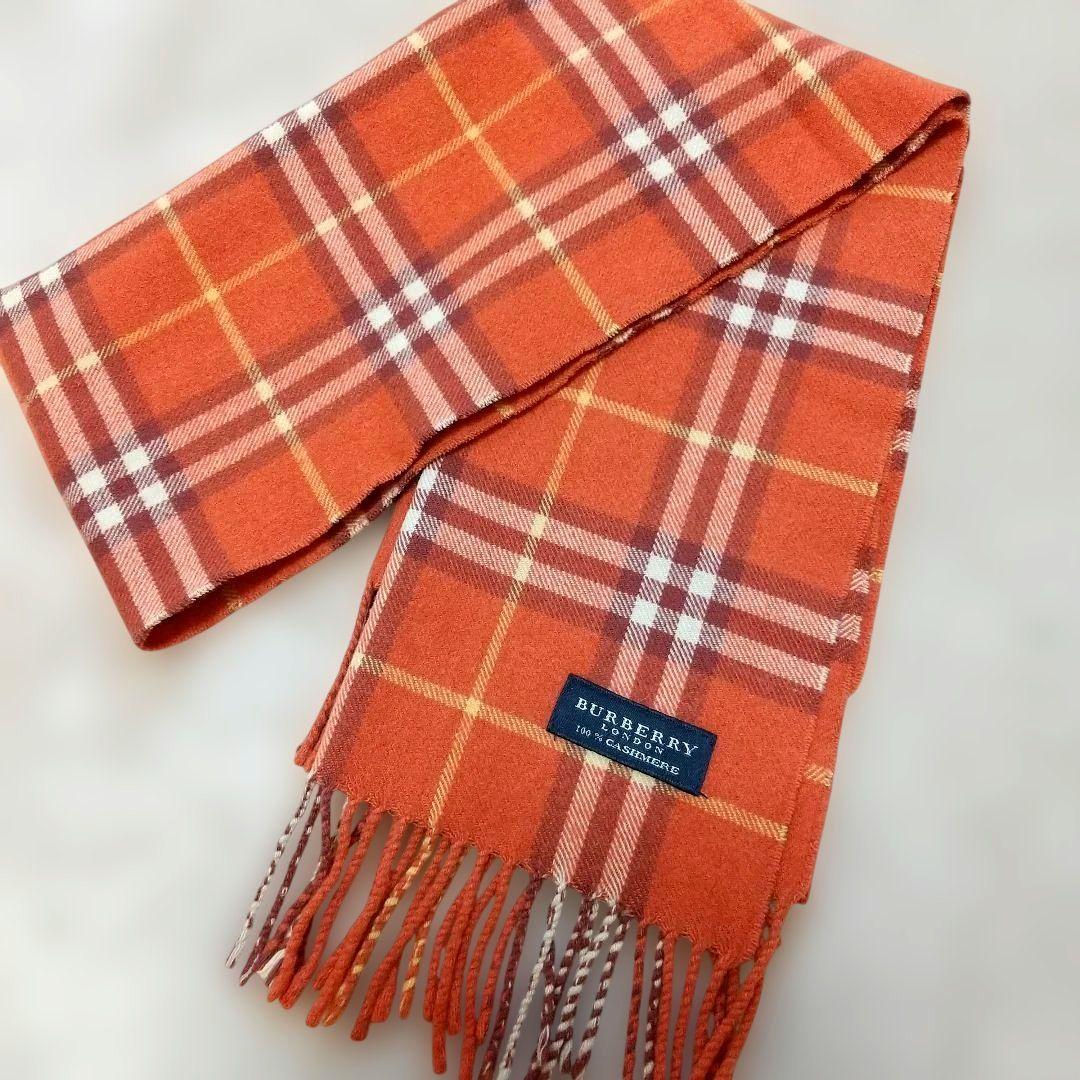 BURBERRY オレンジ チェック マフラー