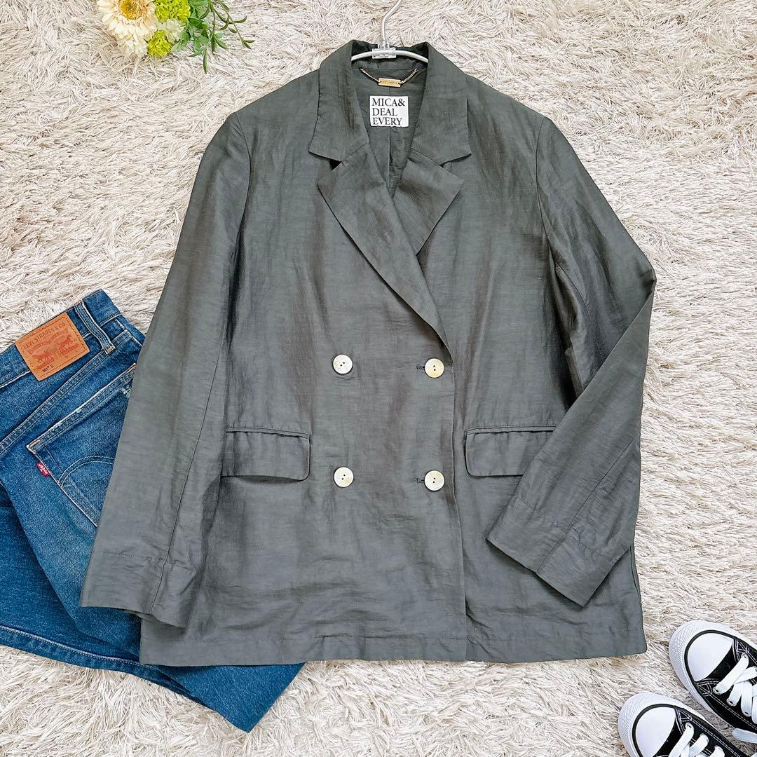 美品✨MICA&DEAL シアーライトジャケット リネン ダブルボタン カーキ