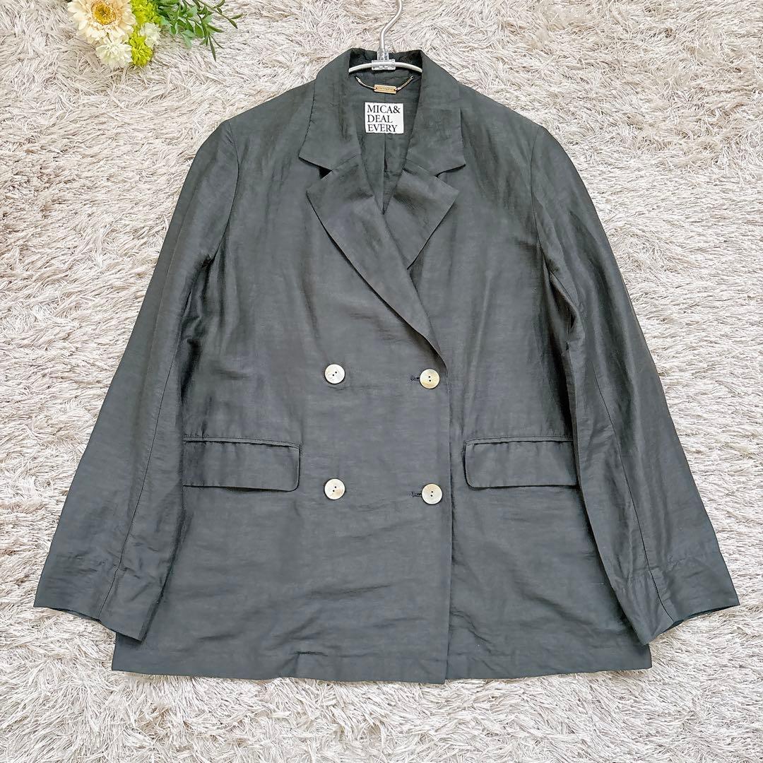 美品✨MICA&DEAL シアーライトジャケット リネン ダブルボタン カーキ