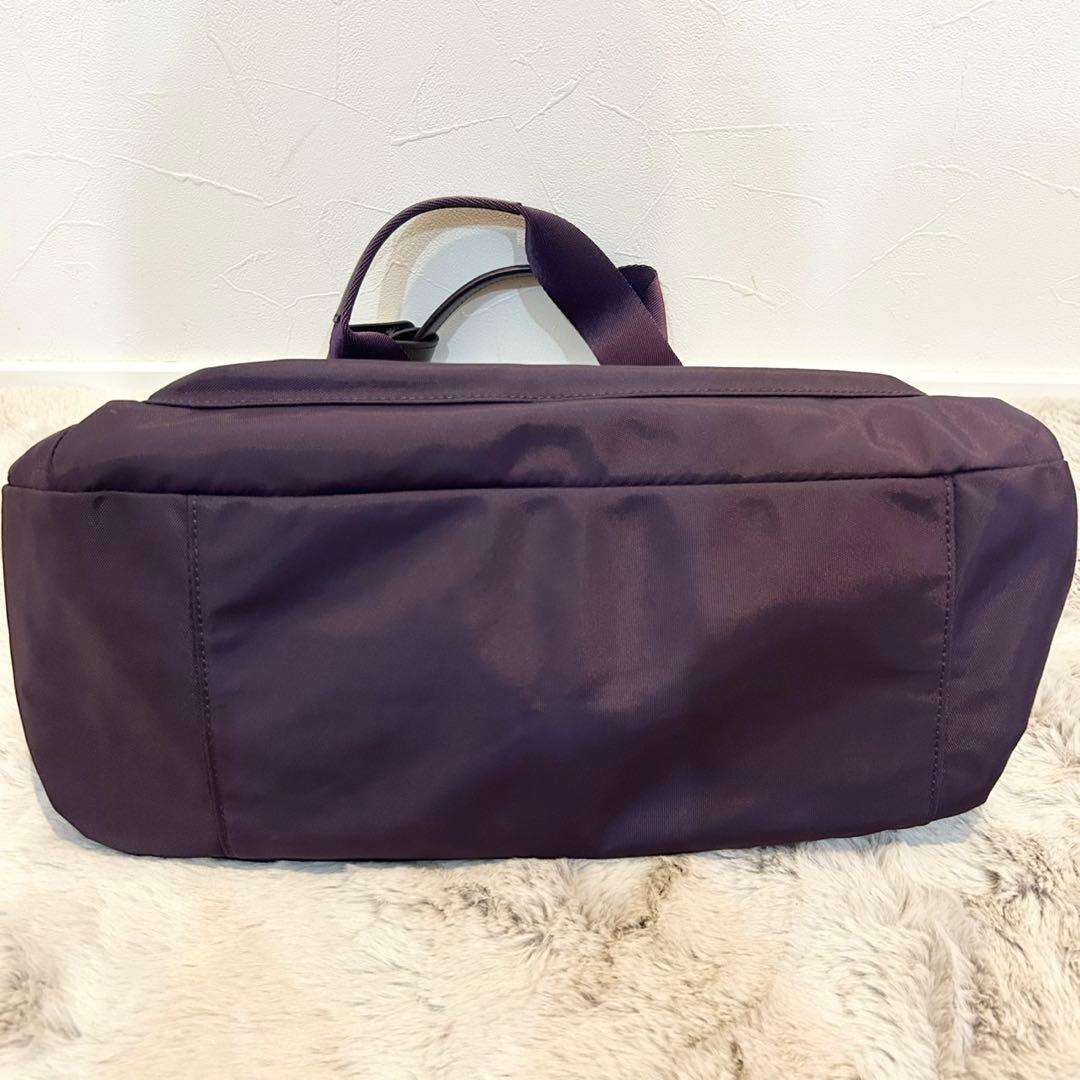 美品 agnes b. 2Way ボストンバッグ 南京錠 チャーム 紫 パープル