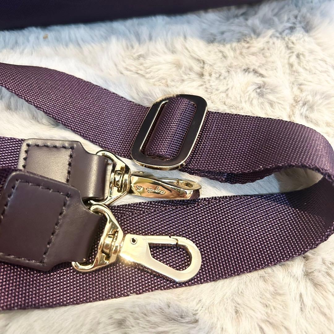 美品 agnes b. 2Way ボストンバッグ 南京錠 チャーム 紫 パープル