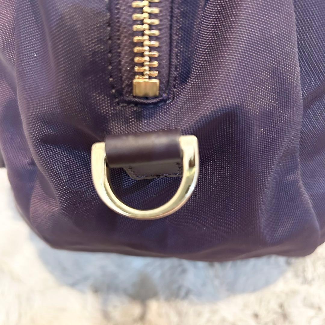 美品 agnes b. 2Way ボストンバッグ 南京錠 チャーム 紫 パープル