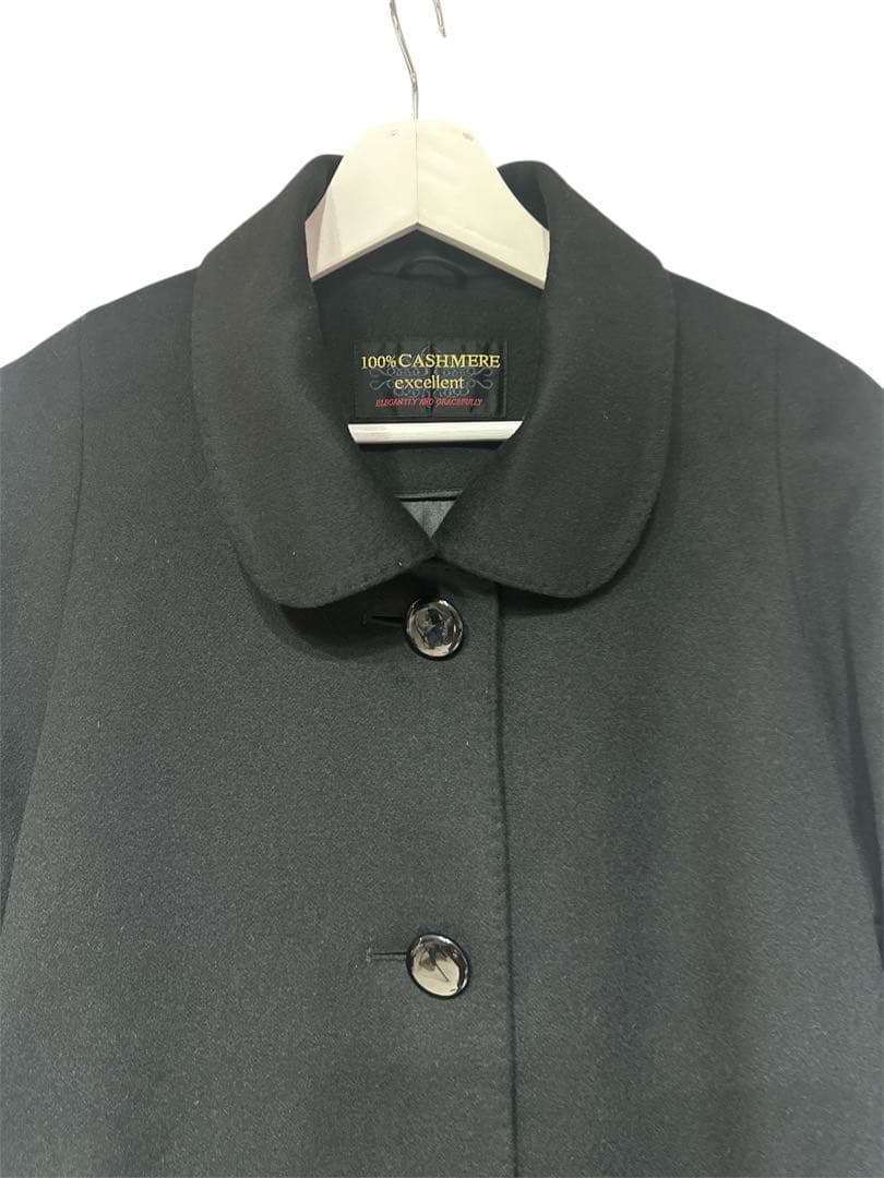 100%カシミア 100%シルク黒 ロングコート