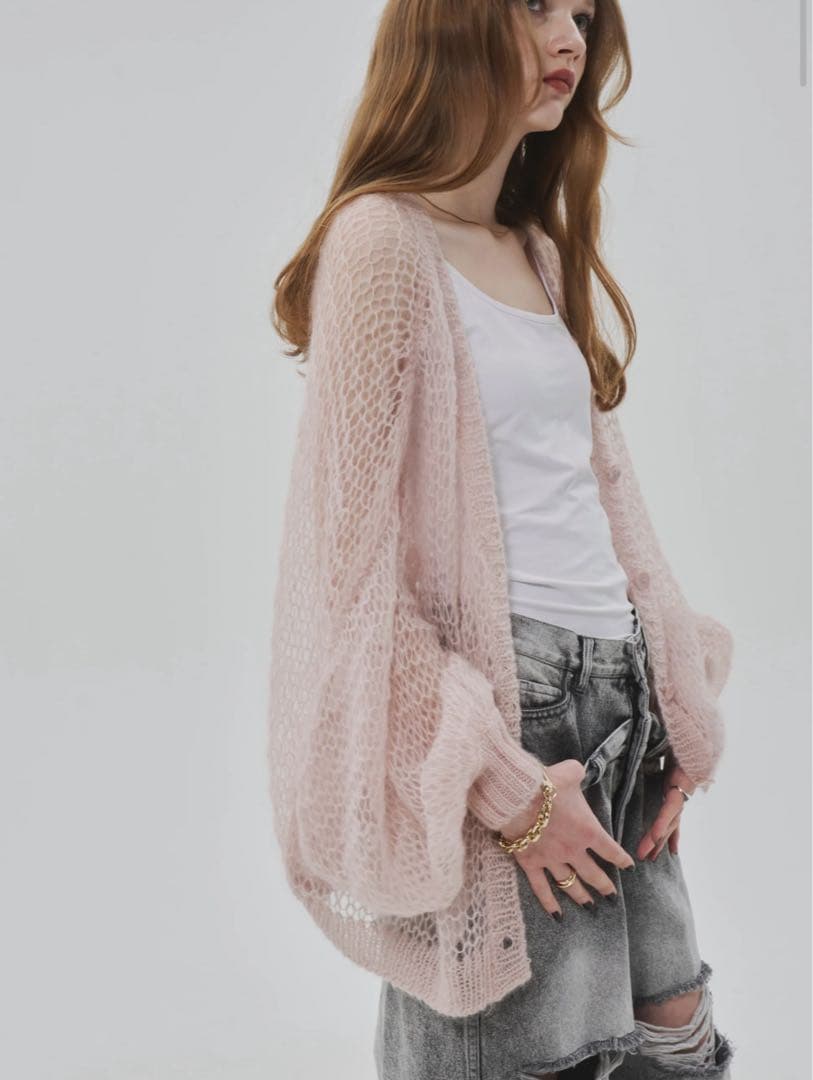 【THE TOE】Parasol mohair cardigan pink